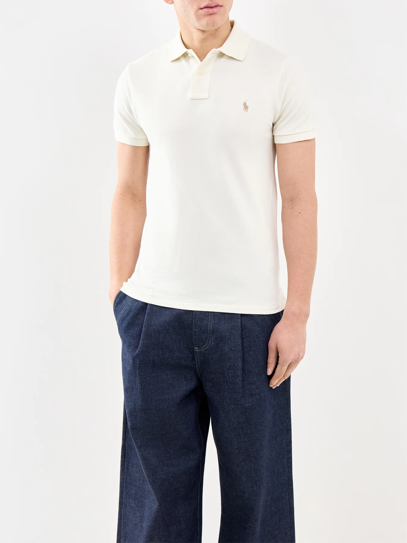 Slim Fit Polo Shirt Cream - Image 4