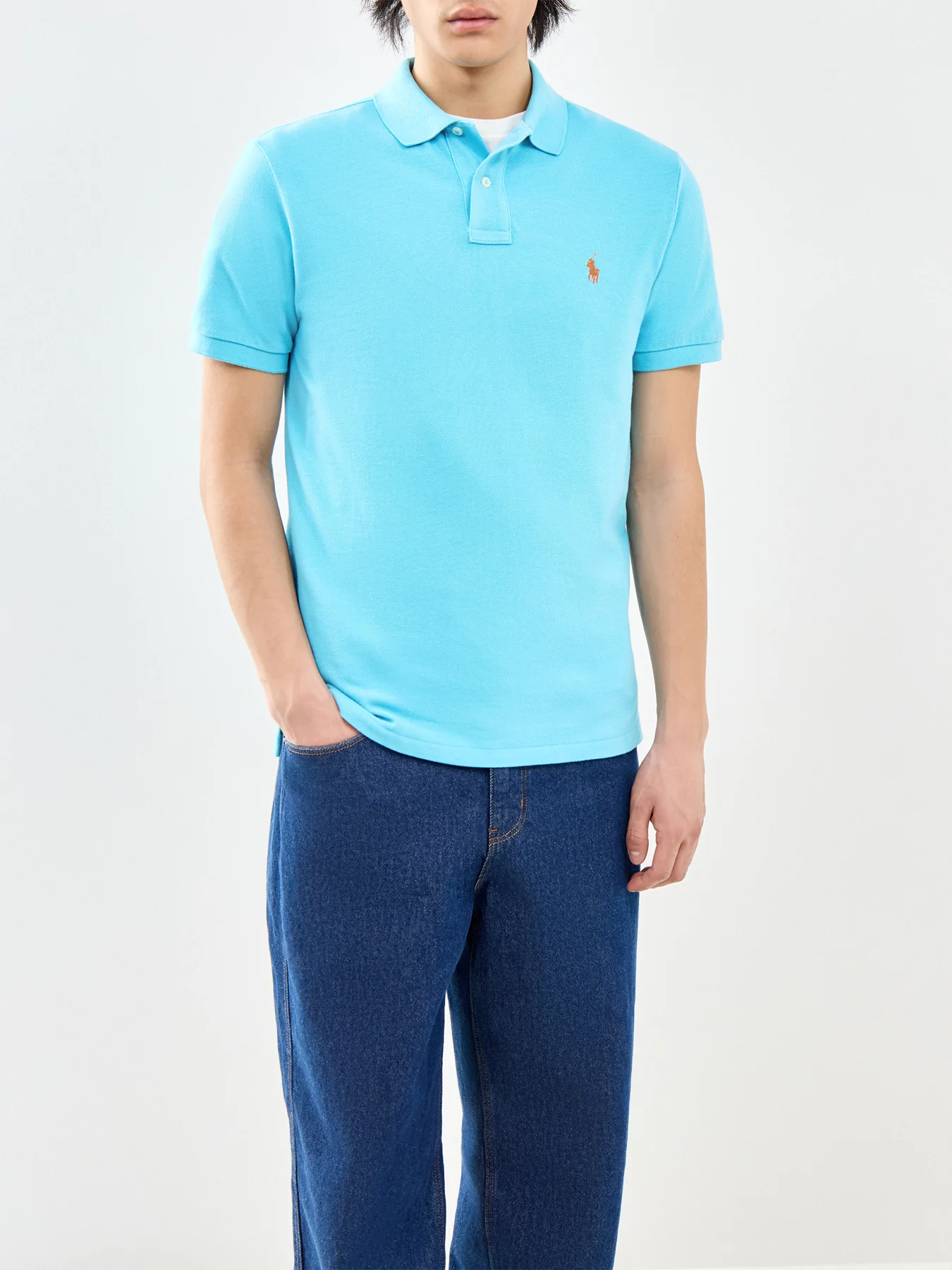 Slim Fit Polo Shirt Blue - Image 4
