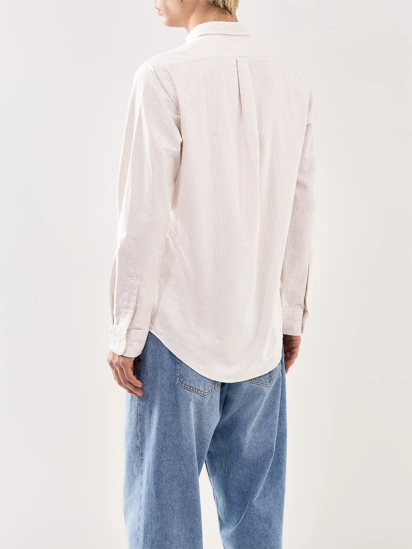 Slim Fit Stripe Oxford Shirt Beige - Image 5