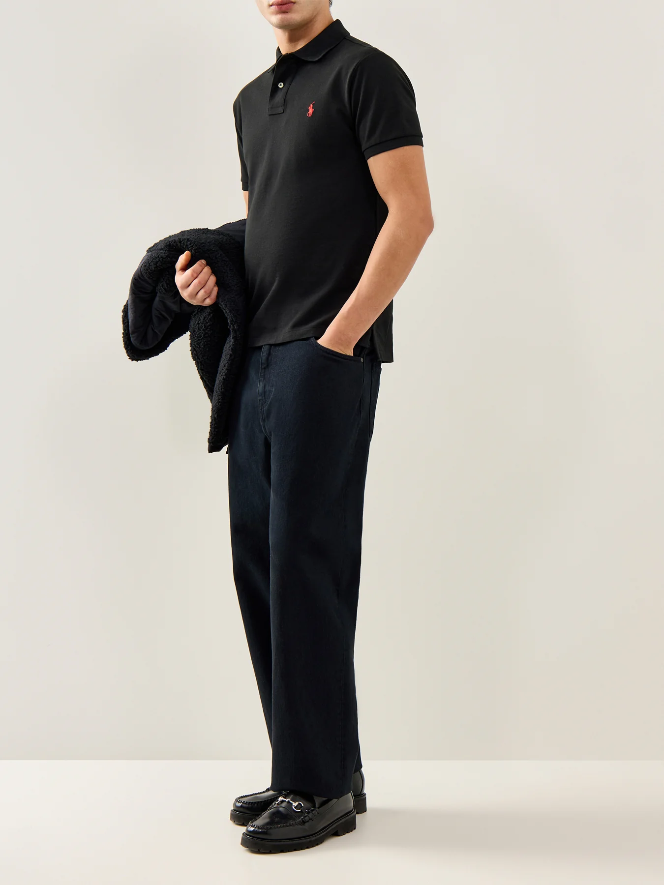 Slim Fit Polo Shirt Black - Image 2