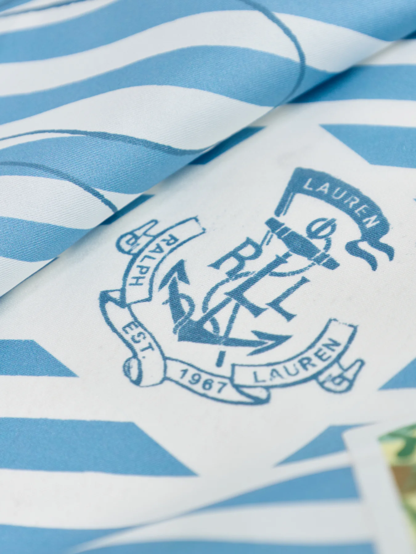 Print Silk Scarf Blue - Image 3
