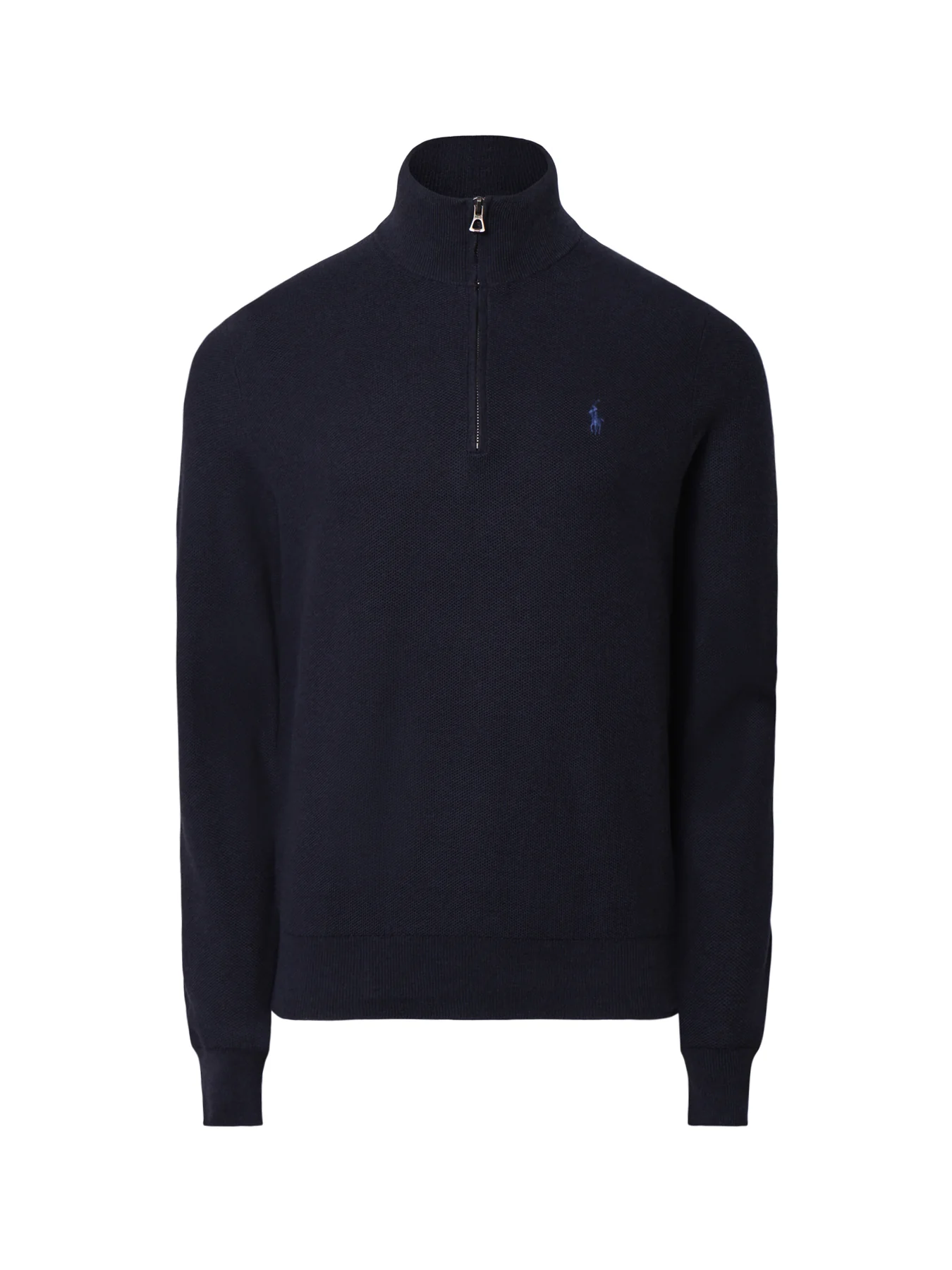 Pique Textured 1/4 Zip Knit Navy