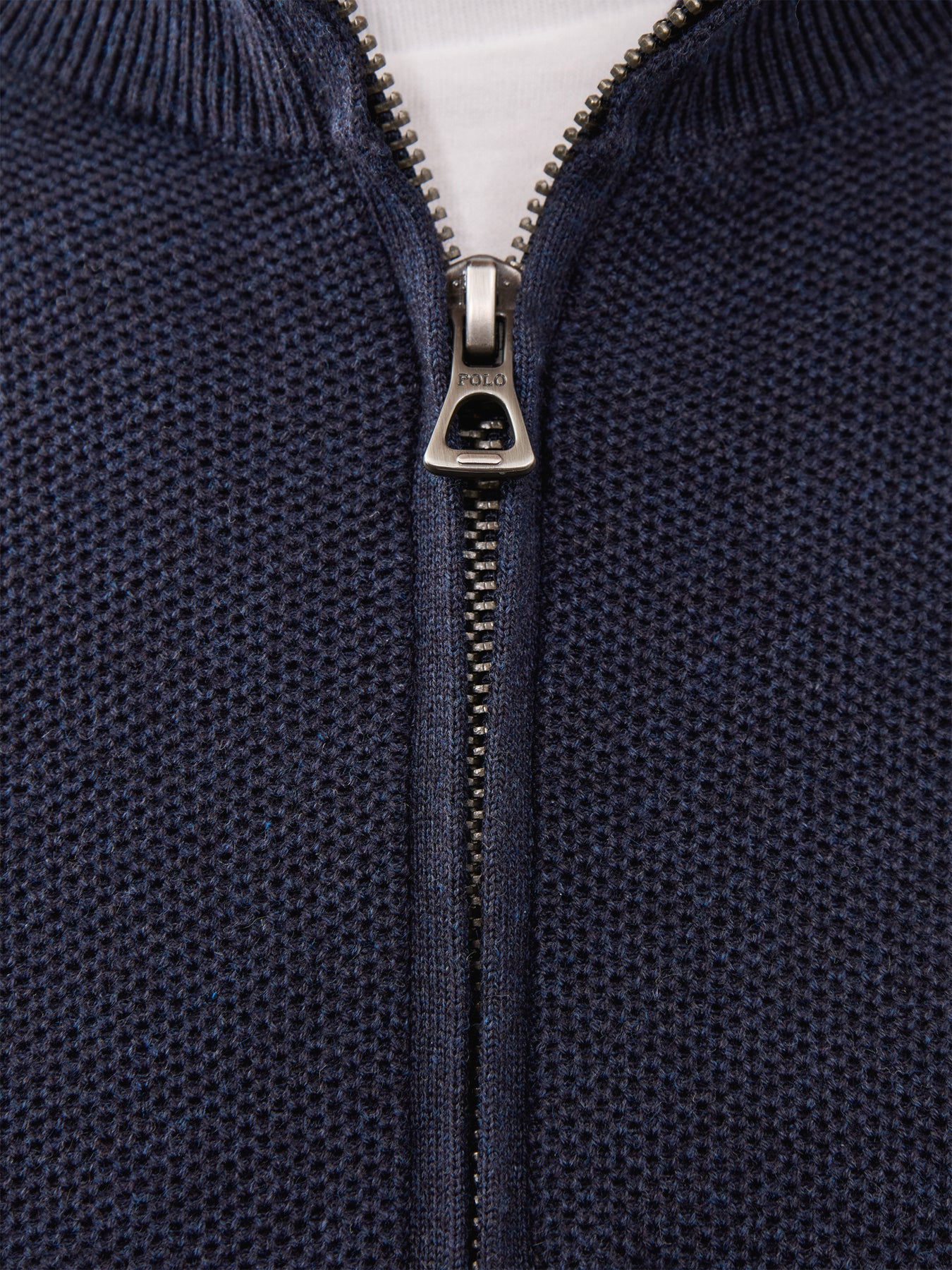 Pique Textured 1/4 Zip Knit Navy - Image 3