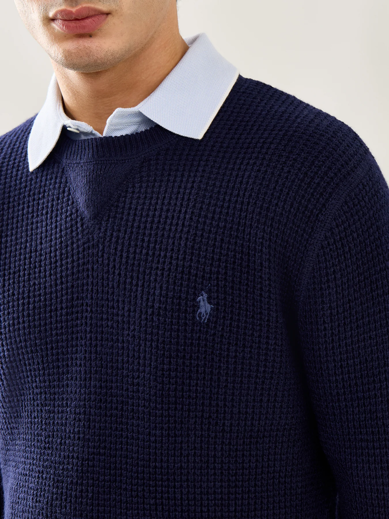 Textured Woolen Crew Knit Blue - Image 3