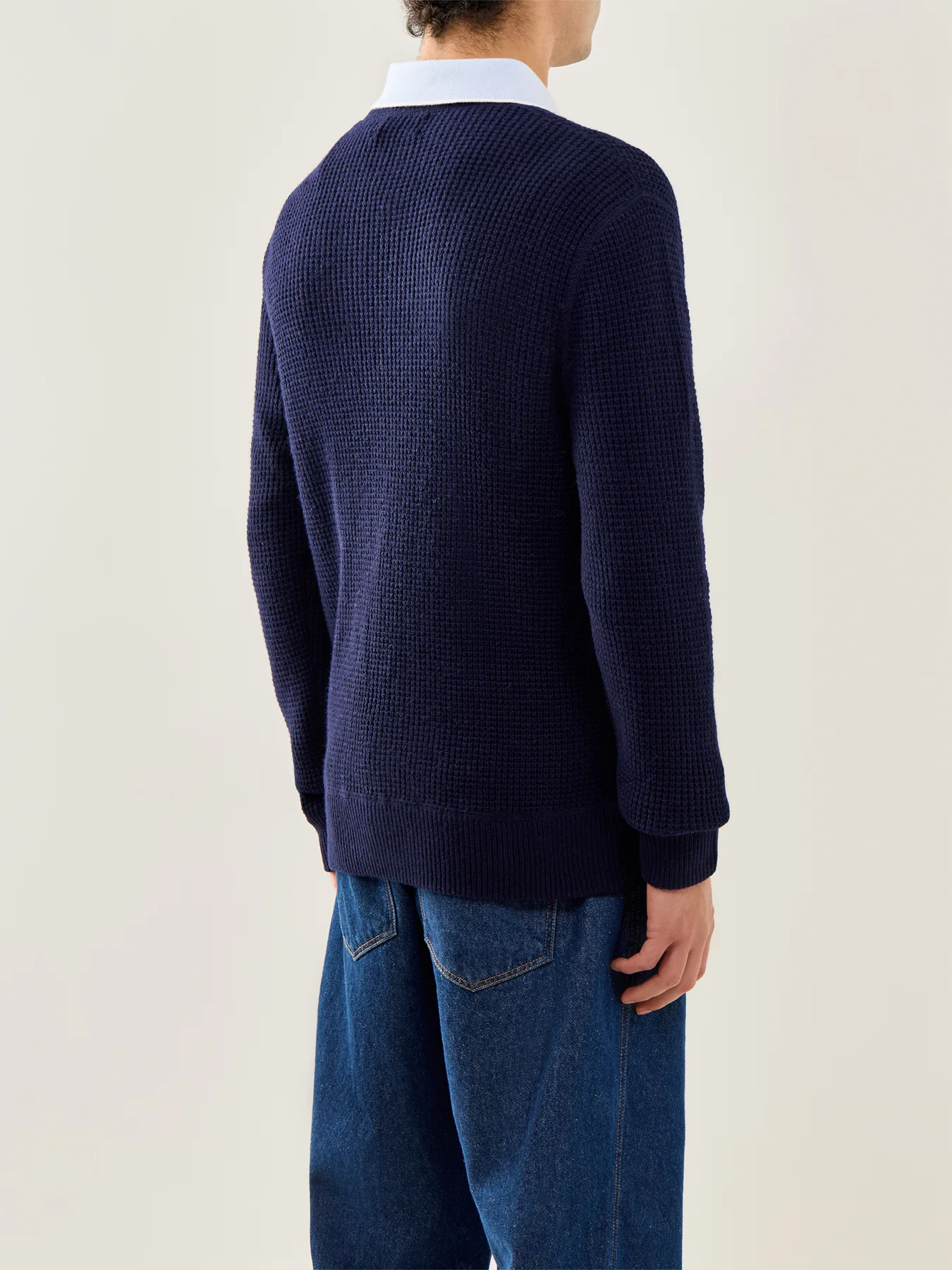 Textured Woolen Crew Knit Blue - Image 5