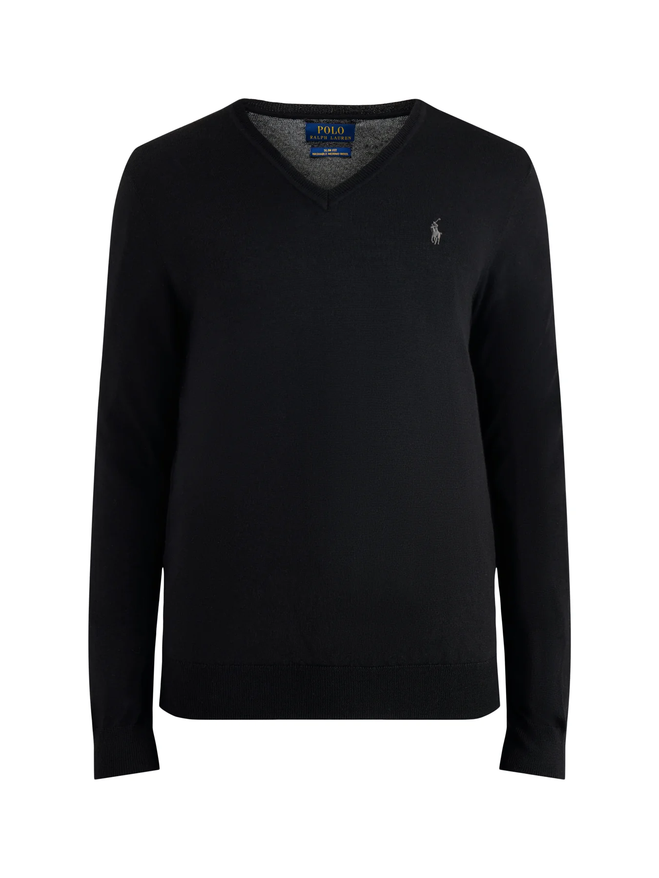 Merino Wool V-Neck Jumper Black