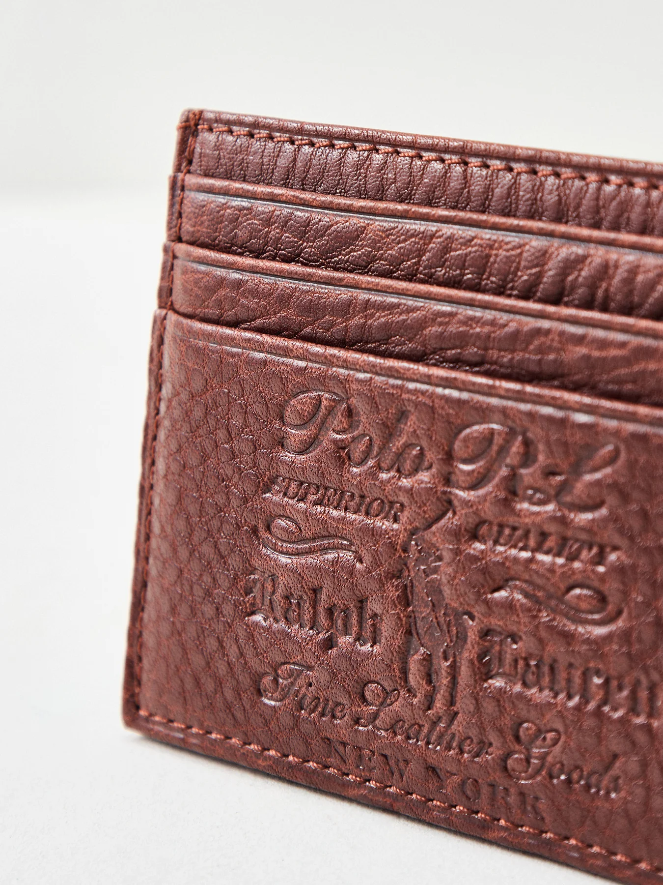Washed Leather Card Holder Brown - Image 3