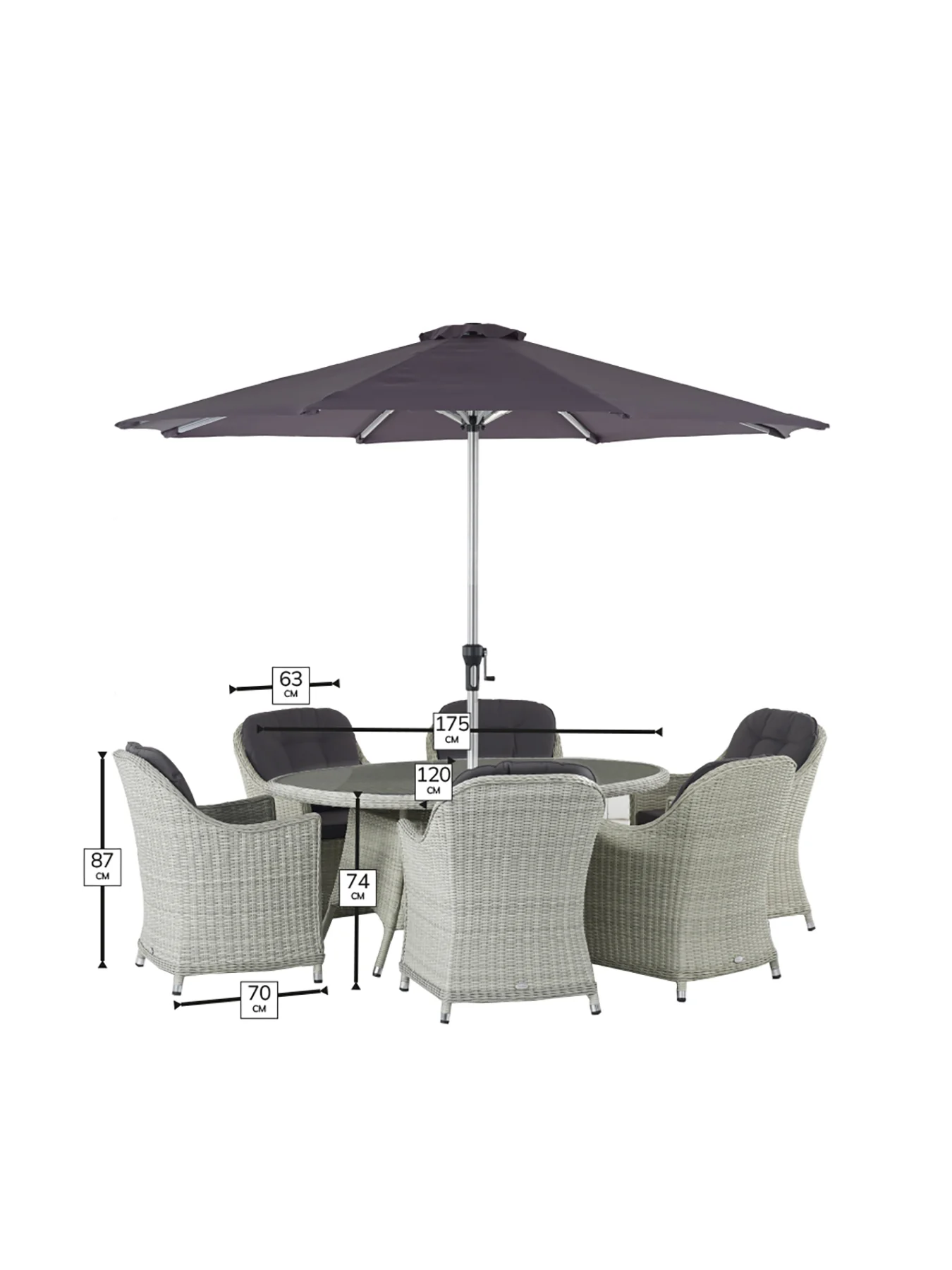 Monterey 6-Seater Rattan Garden Dining Set Grey - Image 3
