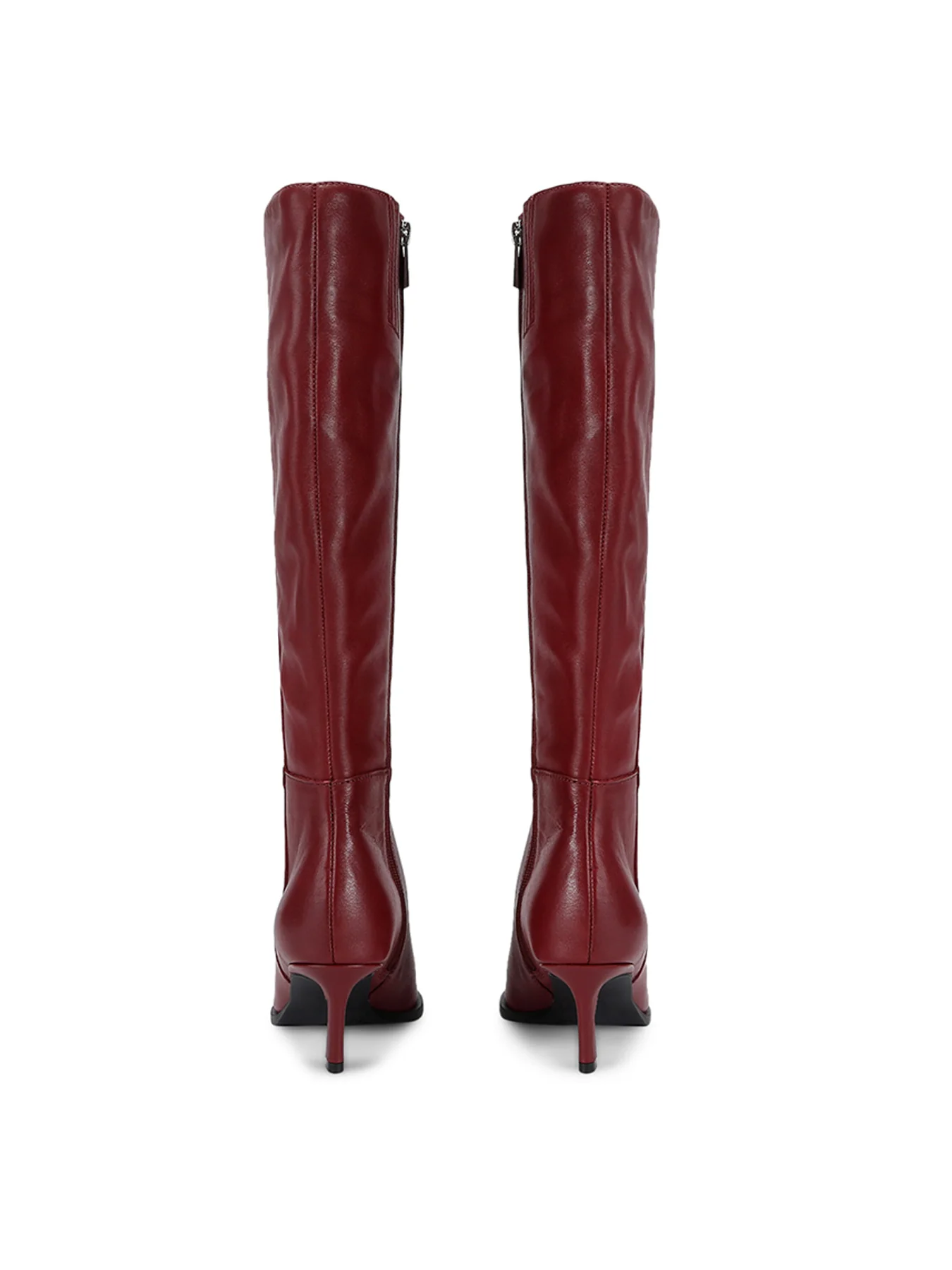 Lucid Knee High Heeled Boots Red - Image 3