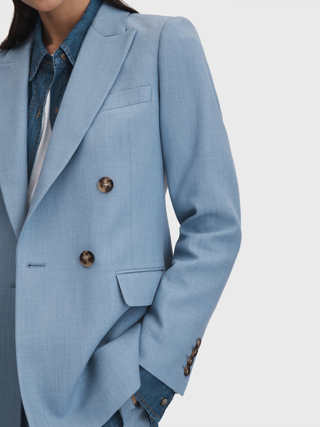 June Tencel Blend Double Breasted Suit Blazer - Image 3