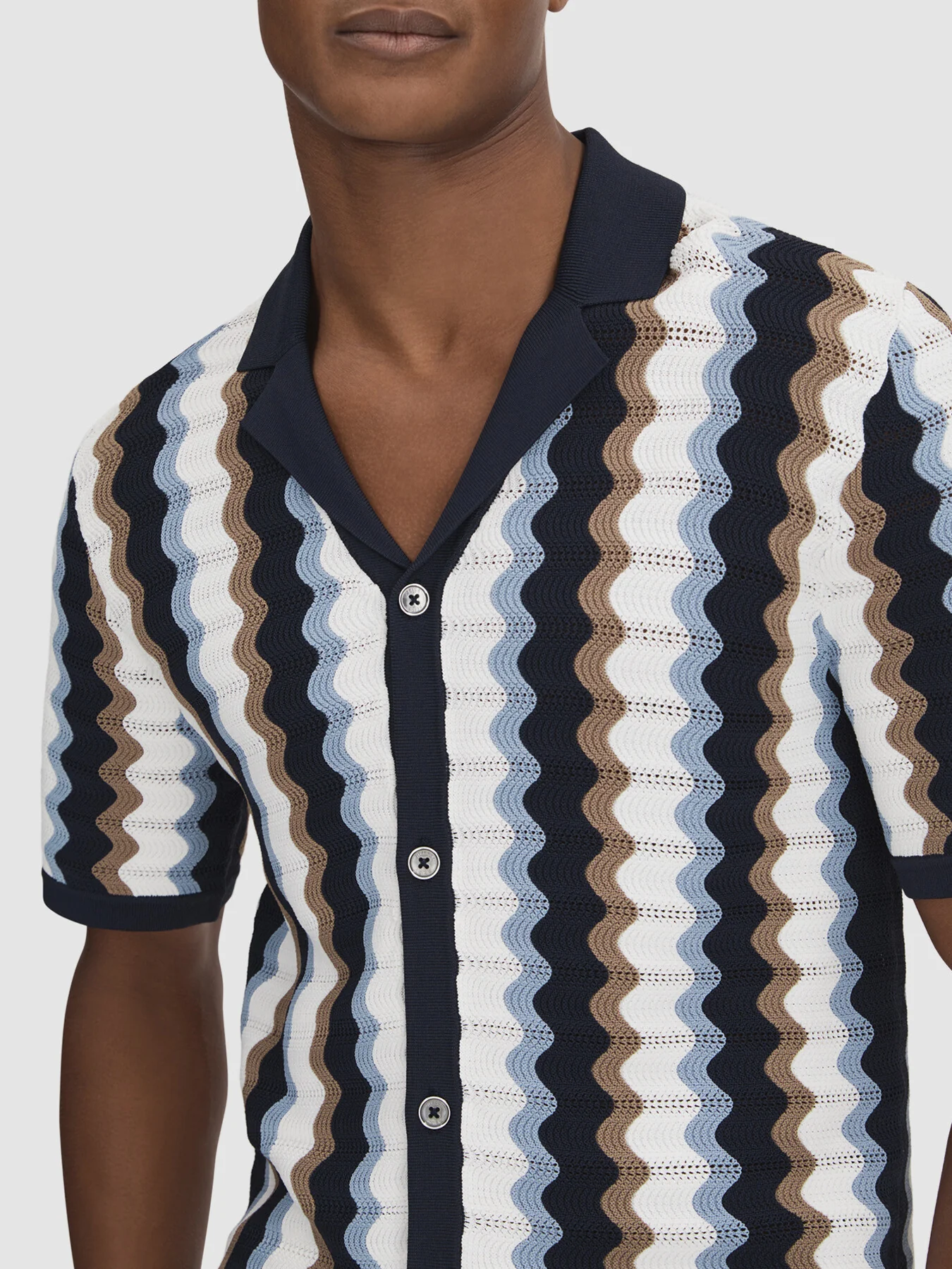 Waves Knitted Cuban Collar Shirt - Image 3