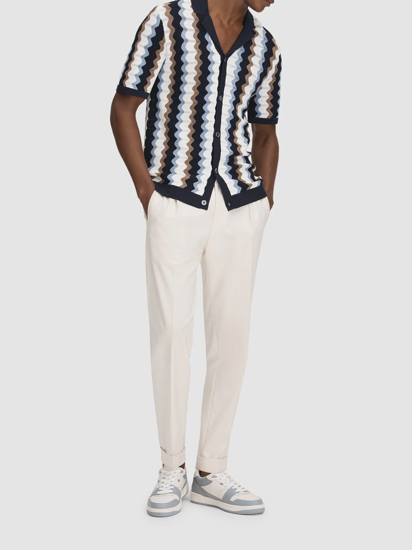 Waves Knitted Cuban Collar Shirt - Image 4