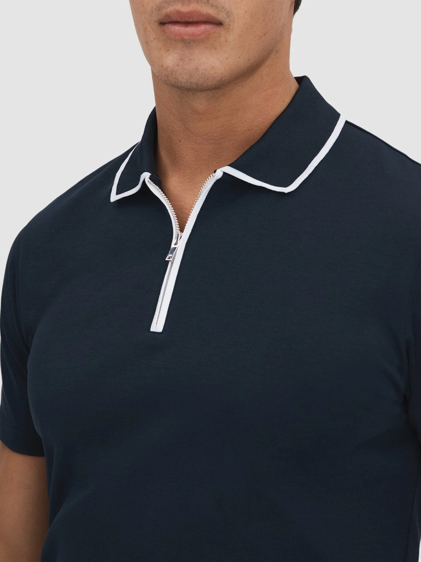 Cannes Slim Fit Cotton Quarter Zip Shirt - Image 3