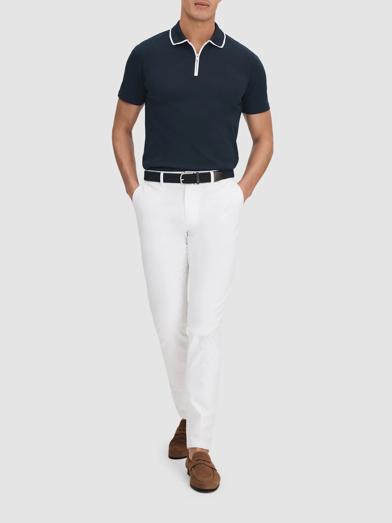 Cannes Slim Fit Cotton Quarter Zip Shirt - Image 4