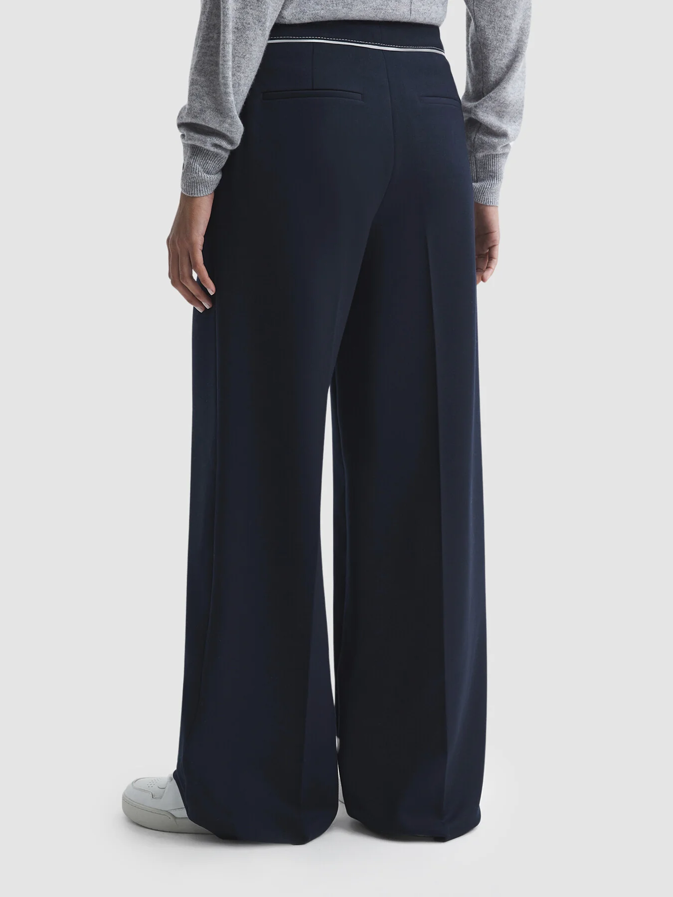 Oriel Contrast Stitch Wide Leg Trousers - Image 2