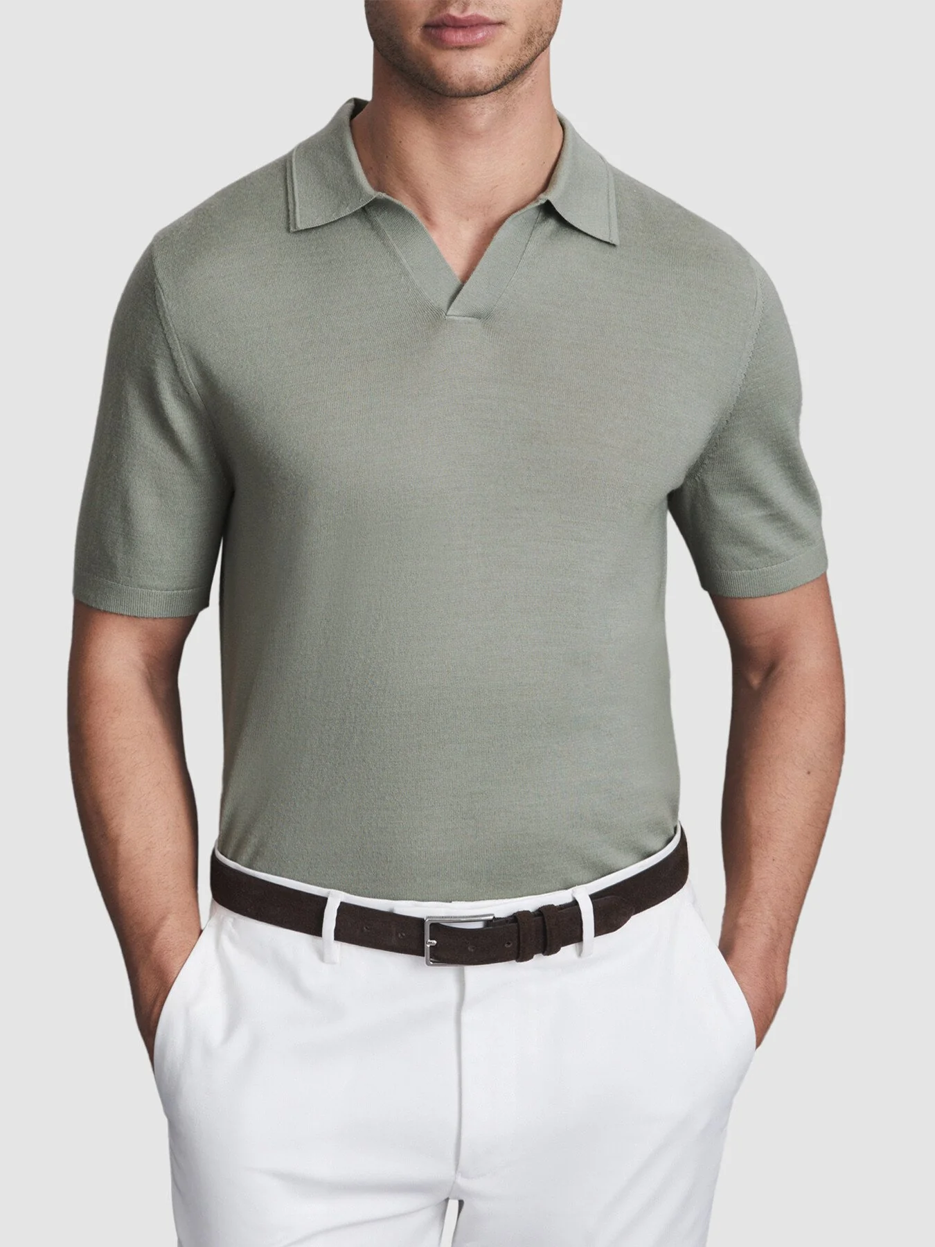 Duchie Merino Wool Open Collar Polo Shirt