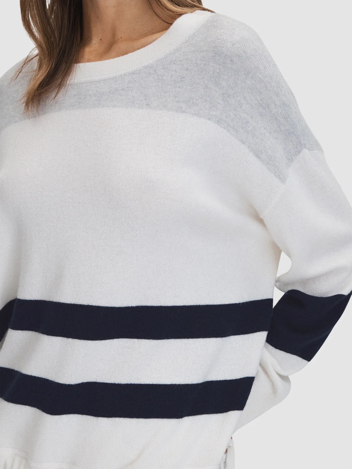Allegra Wool Blend Striped Crew Neck Jumper - Image 3