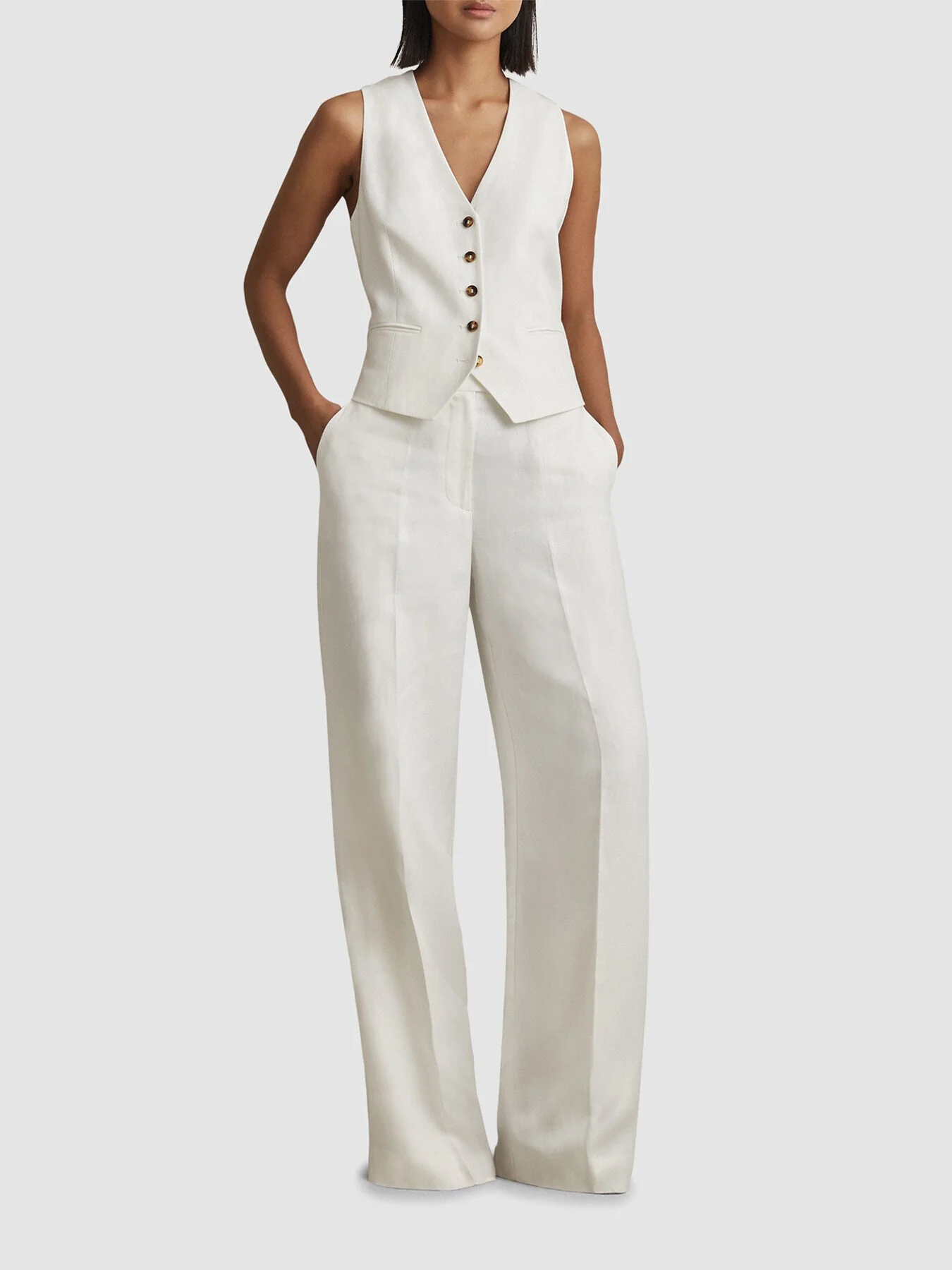Lori Viscose-Linen Wide Leg Suit Trousers - Image 5