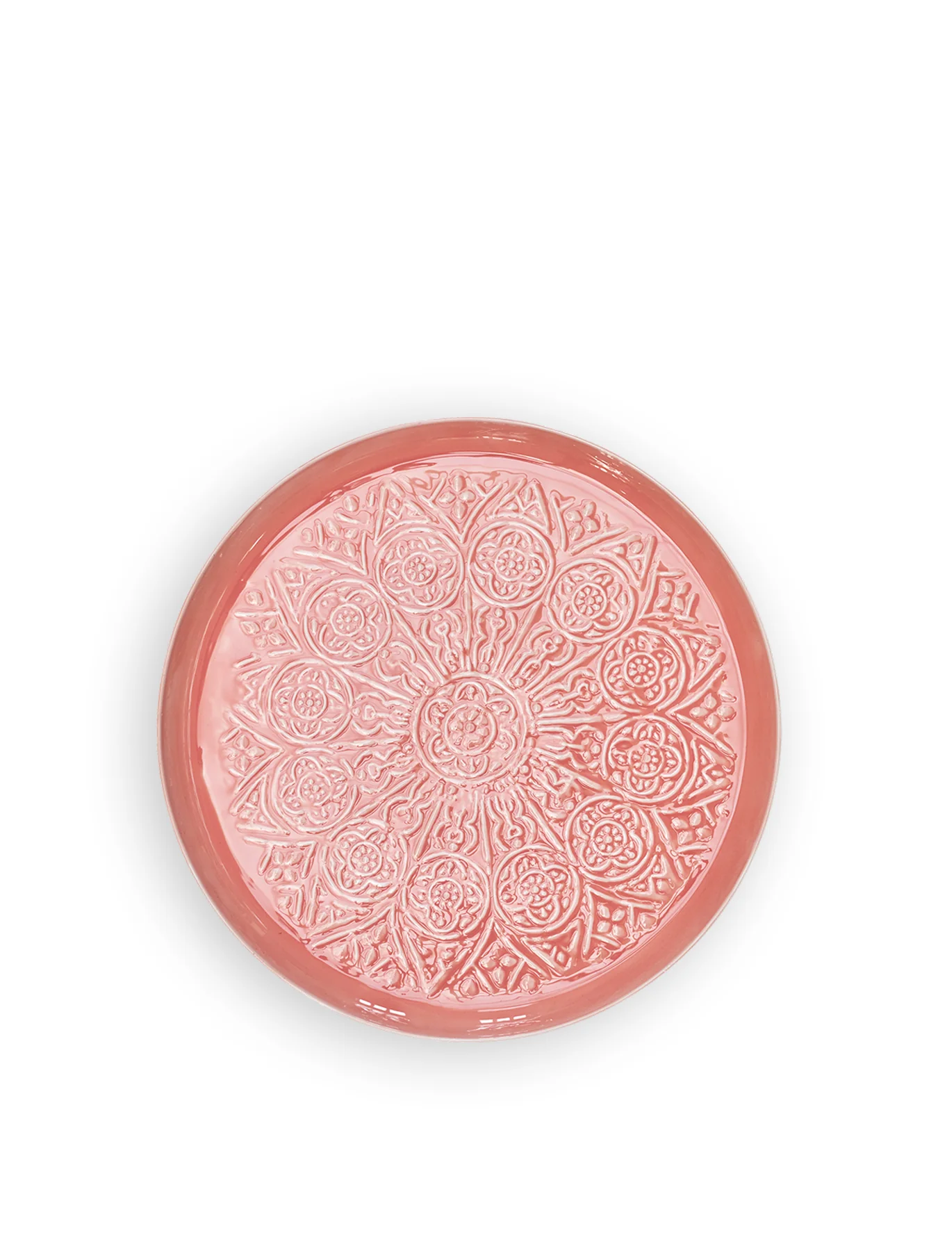 Large Metal Round Tray Coral