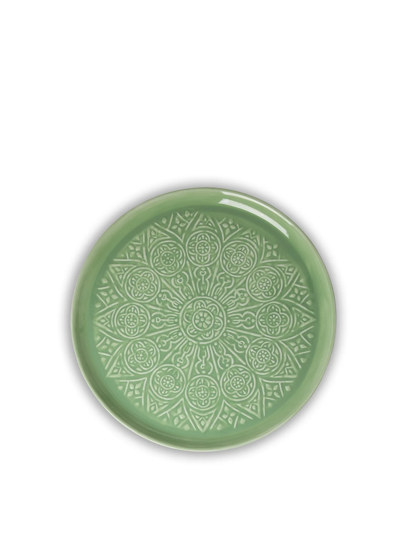 Large Metal Round Tray Green