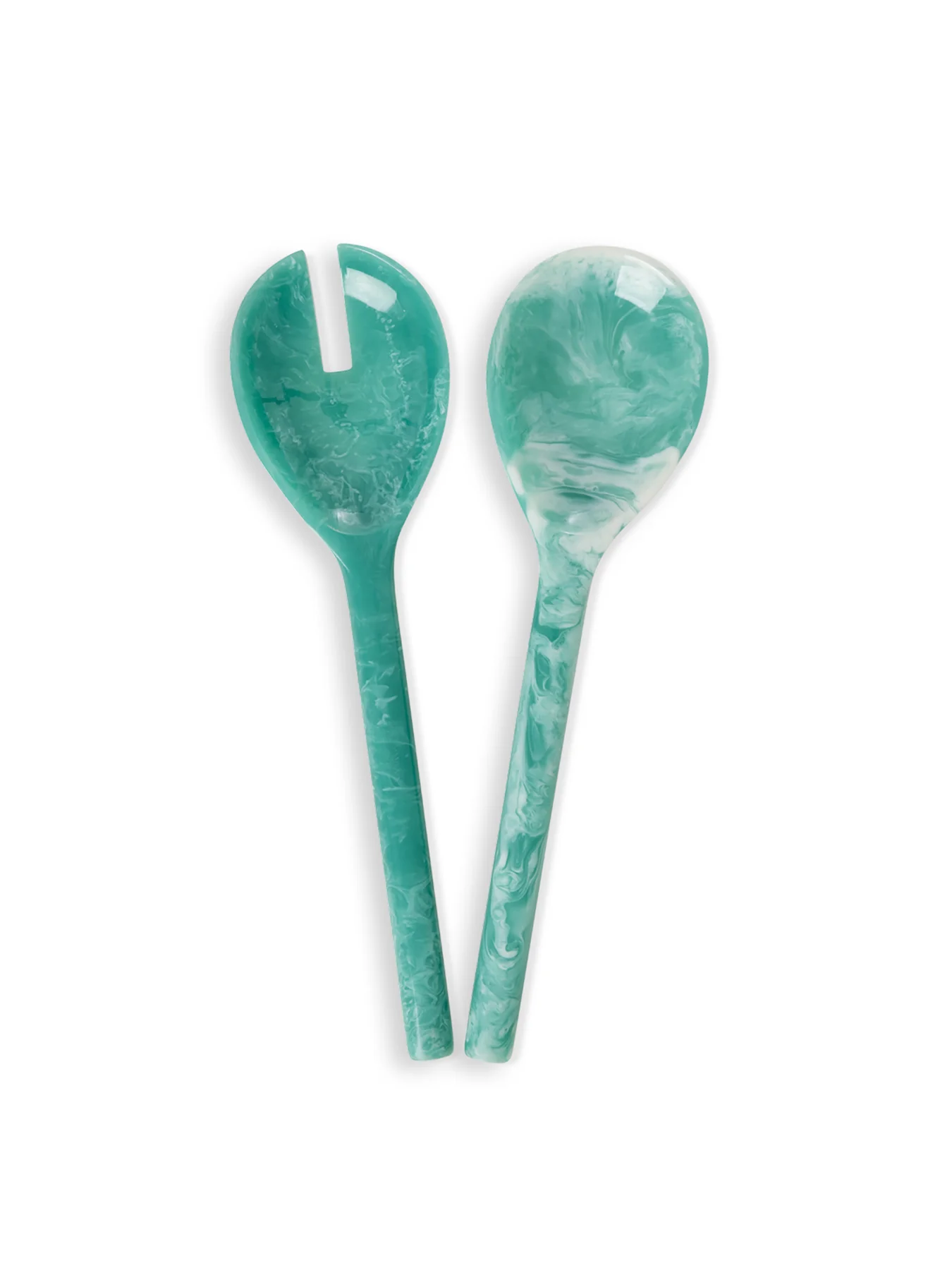 Resin Salad Spoon & Fork Set Soft Green