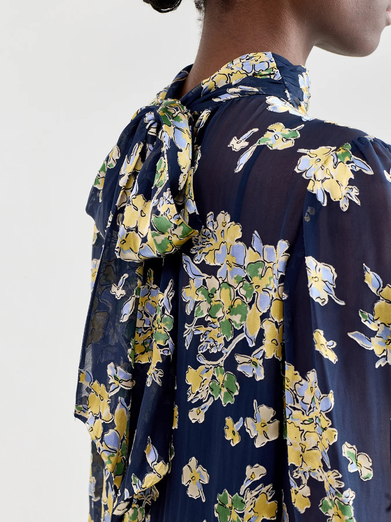 Anaya Dress Bouquet Devoré Navy - Image 5