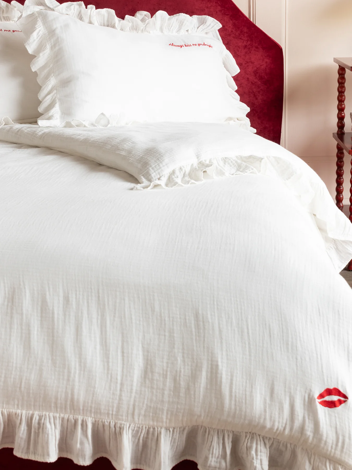 Love Note Frill Double Duvet Set Cream