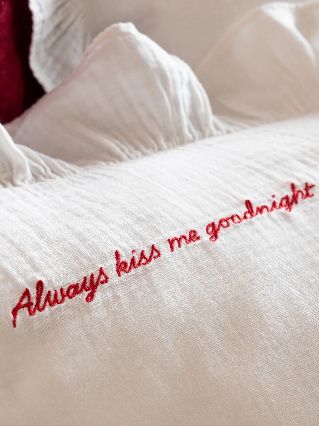Love Note Frill Super King Duvet Set Cream - Image 2