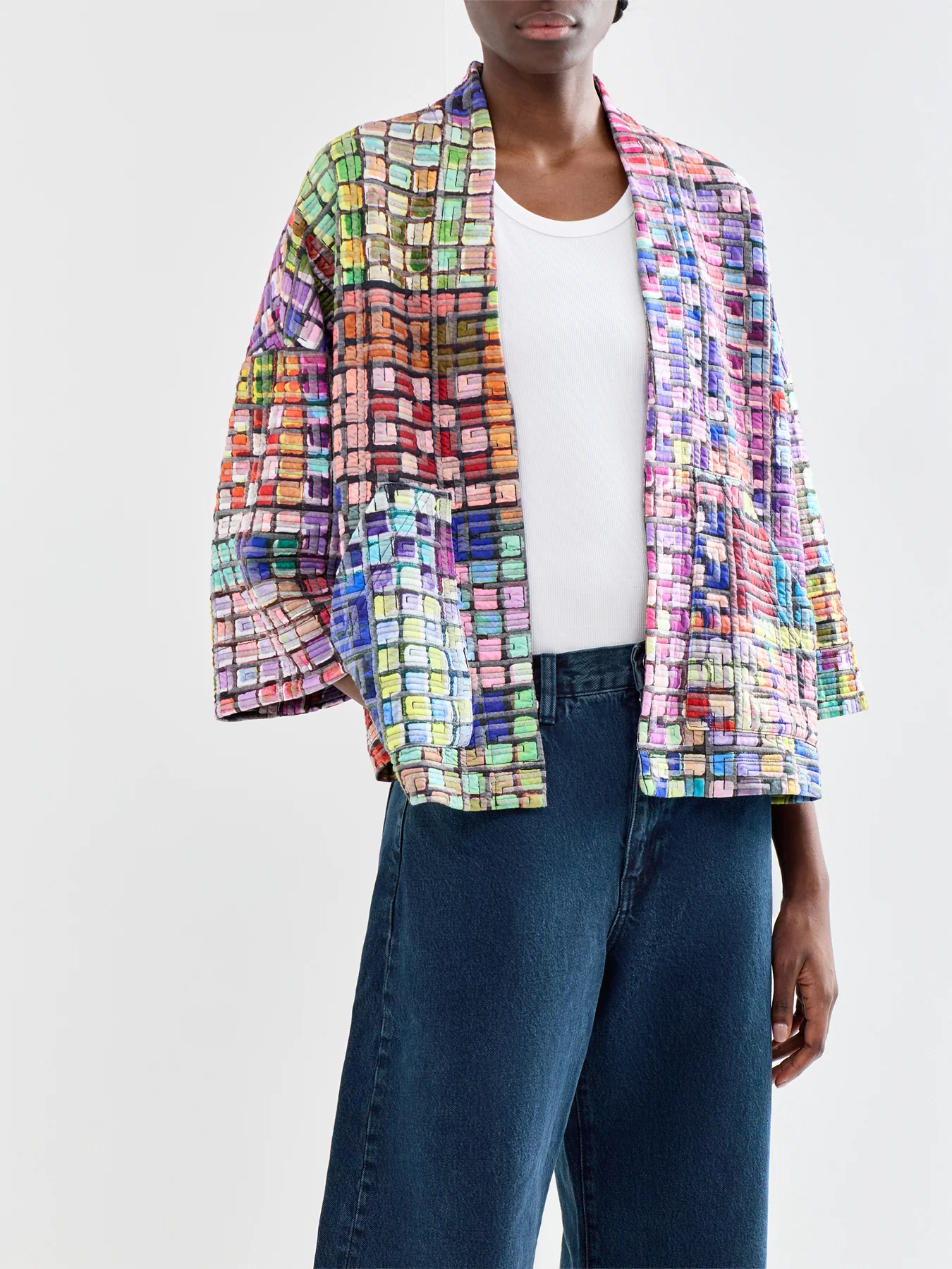 Coloured Glass Tiles Jersey Jacket Multi - Image 4