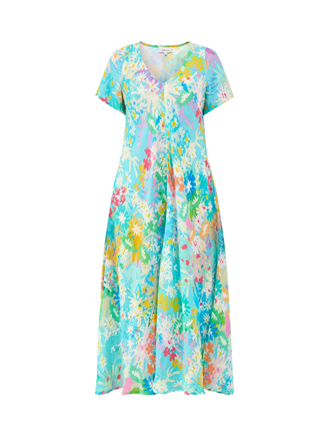 Dreamy Floral Oasis Floral Print Maxi Dress Blue