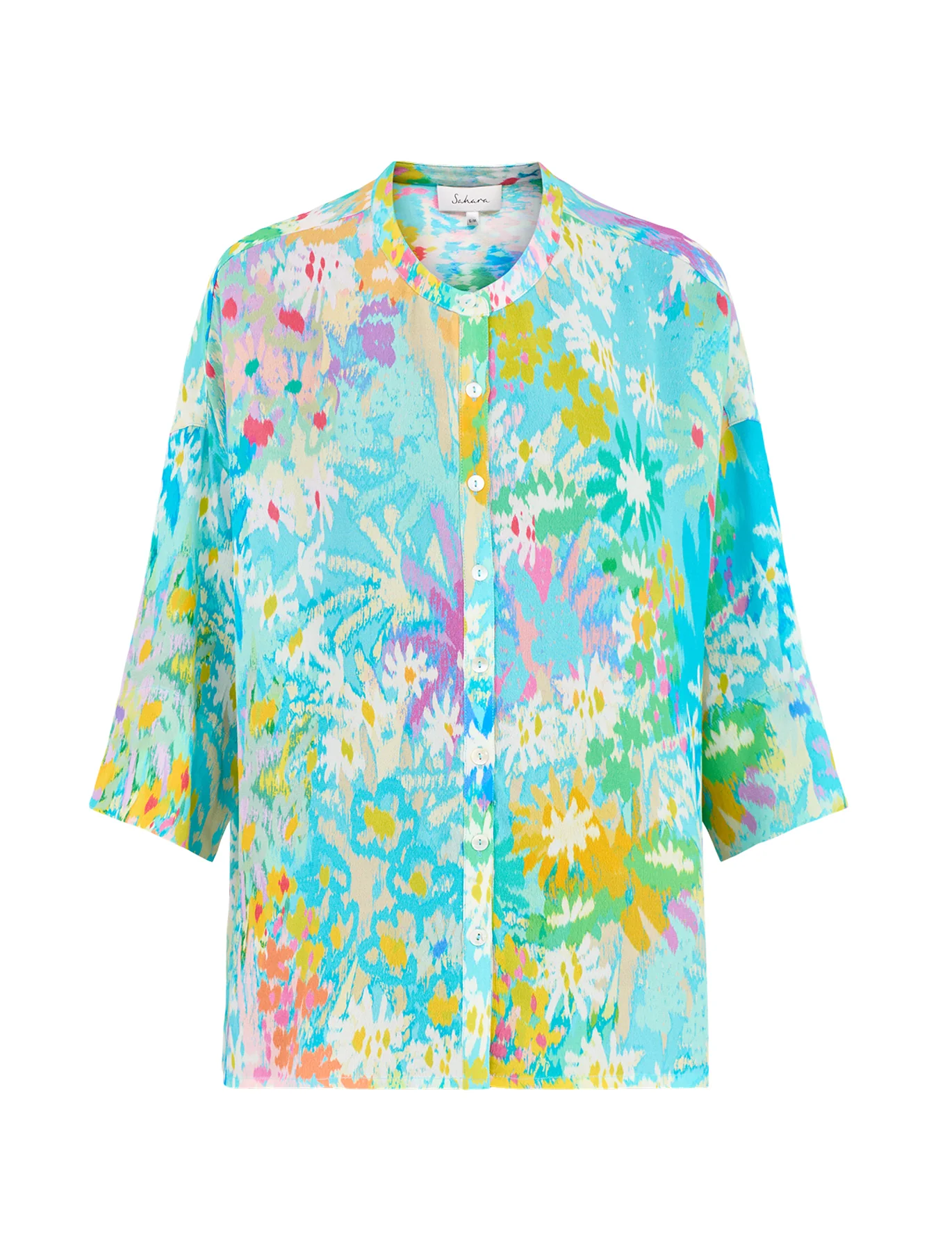 Dreamy Floral Oasis Long Sleeve Shirt Blue