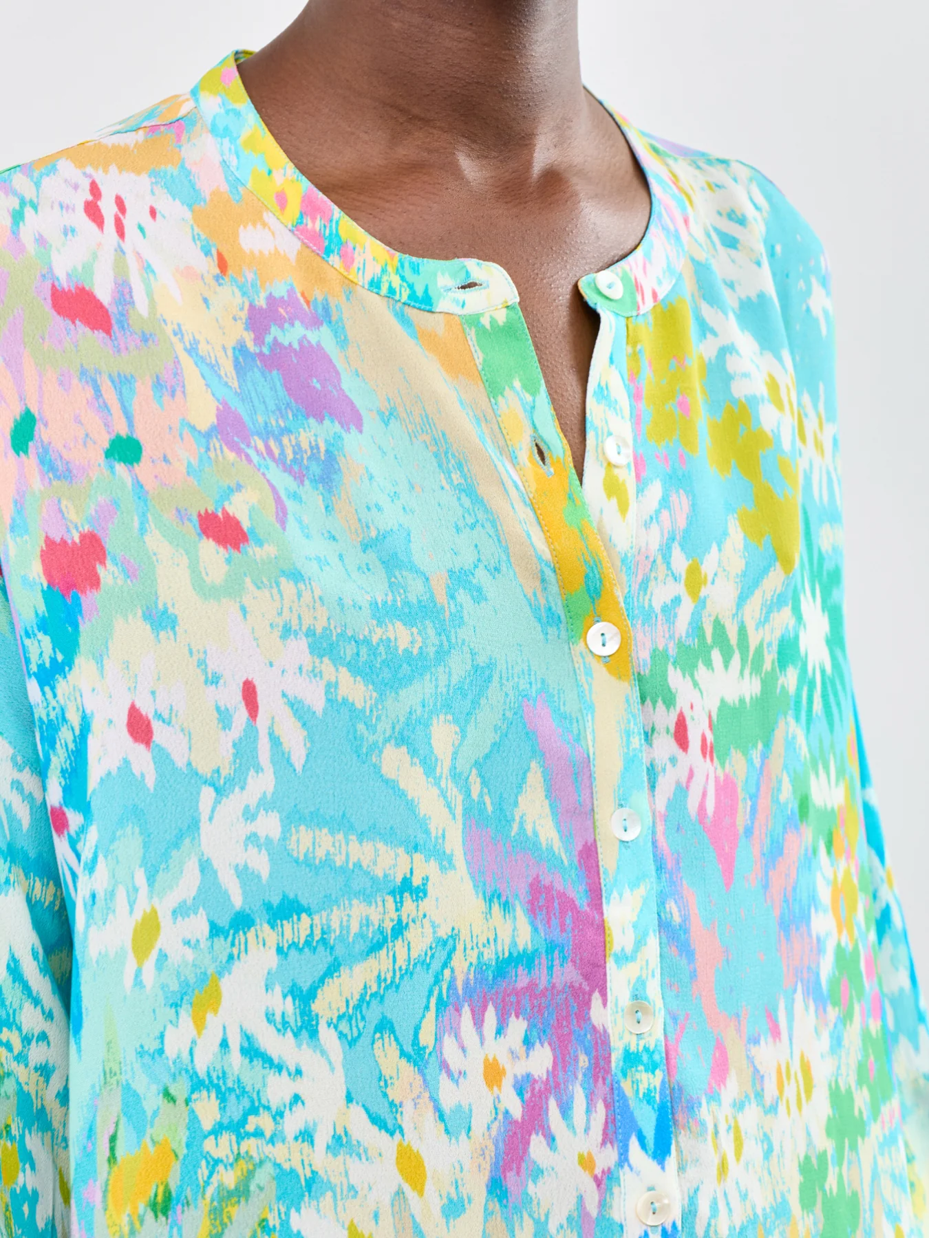 Dreamy Floral Oasis Long Sleeve Shirt Blue - Image 3