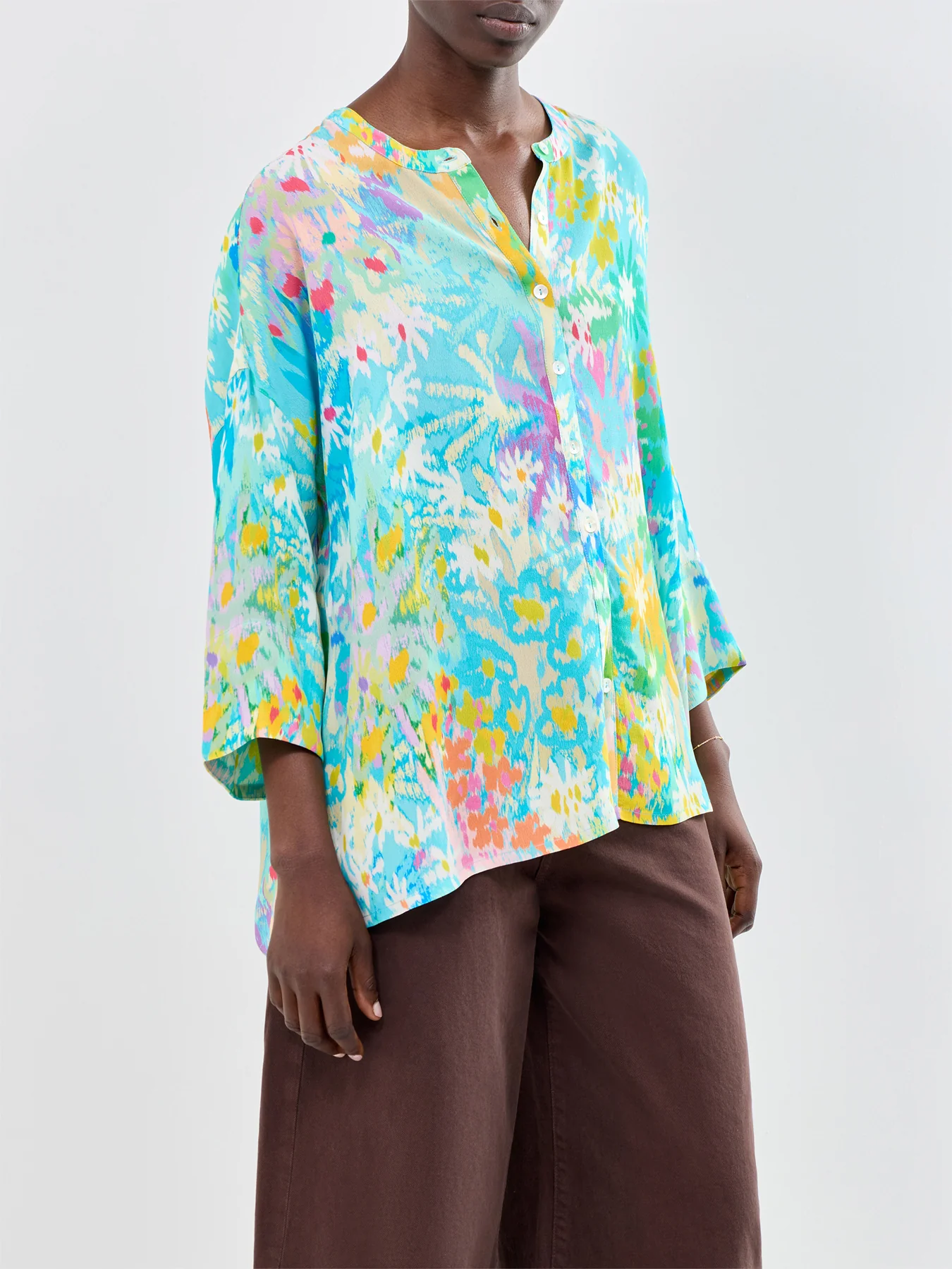 Dreamy Floral Oasis Long Sleeve Shirt Blue - Image 4