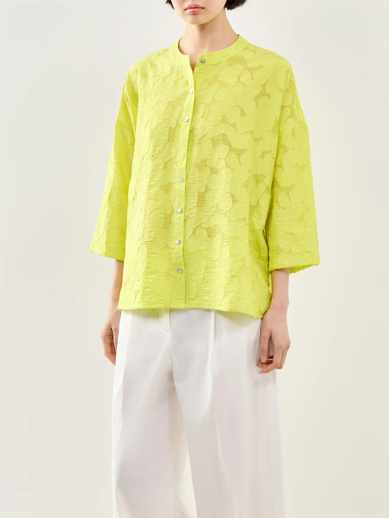 Floral Burnout Shirt Yellow - Image 4