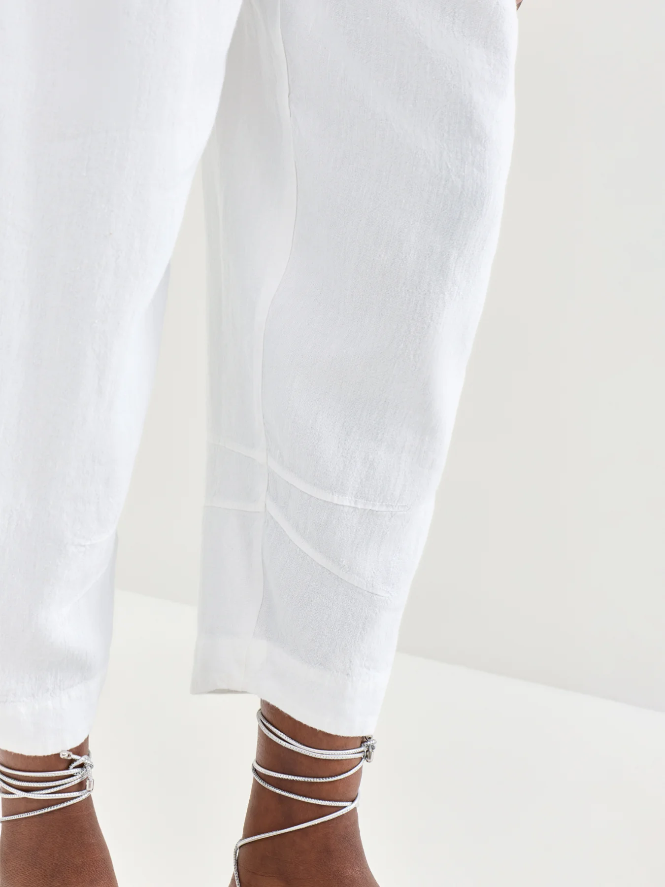Heavy Twisted Linen Bubble Trousers White - Image 3
