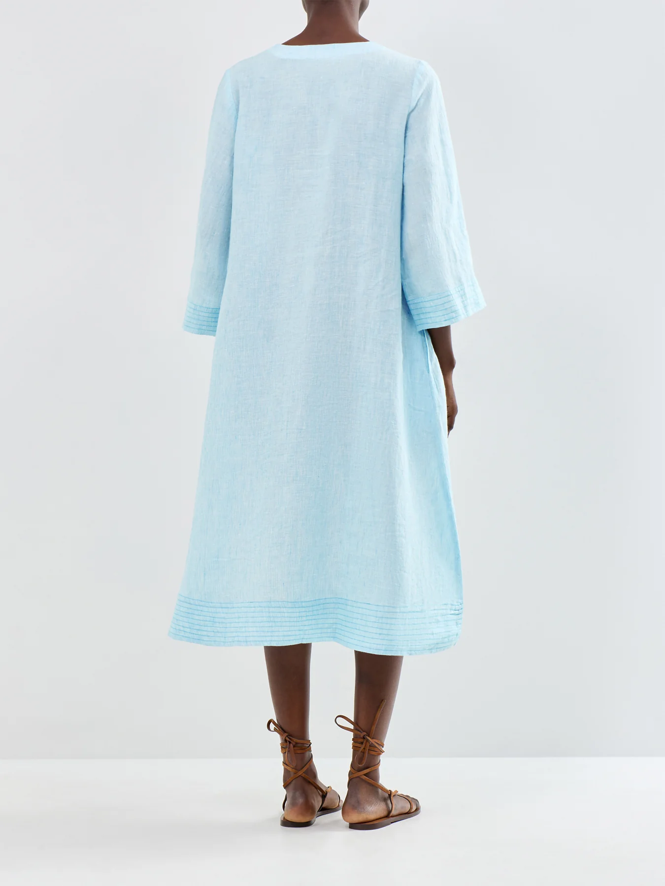 Linen Ticking Stripe LS Midi Dress - Image 5