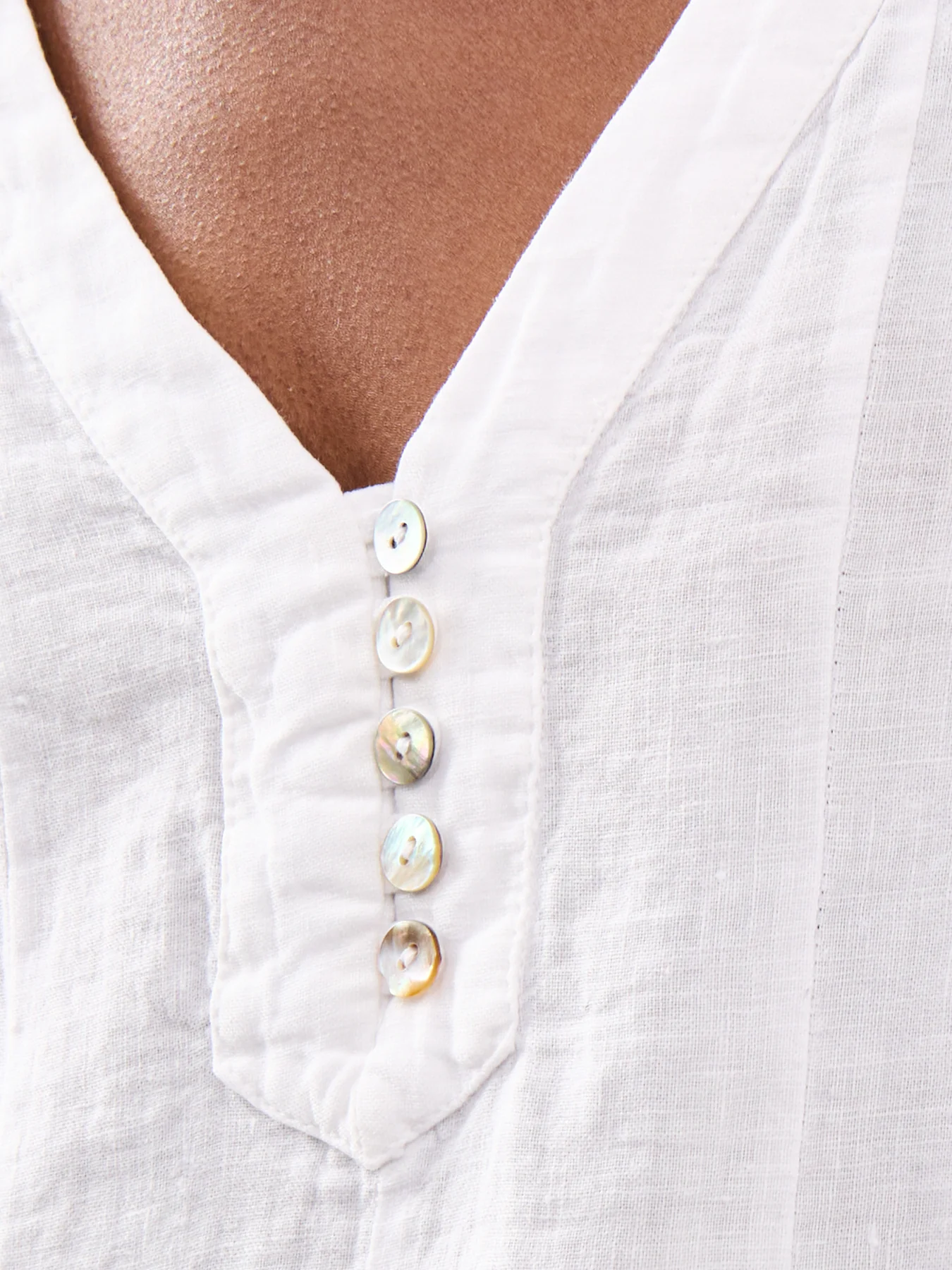 Fine Linen Tunic Shirt White - Image 3