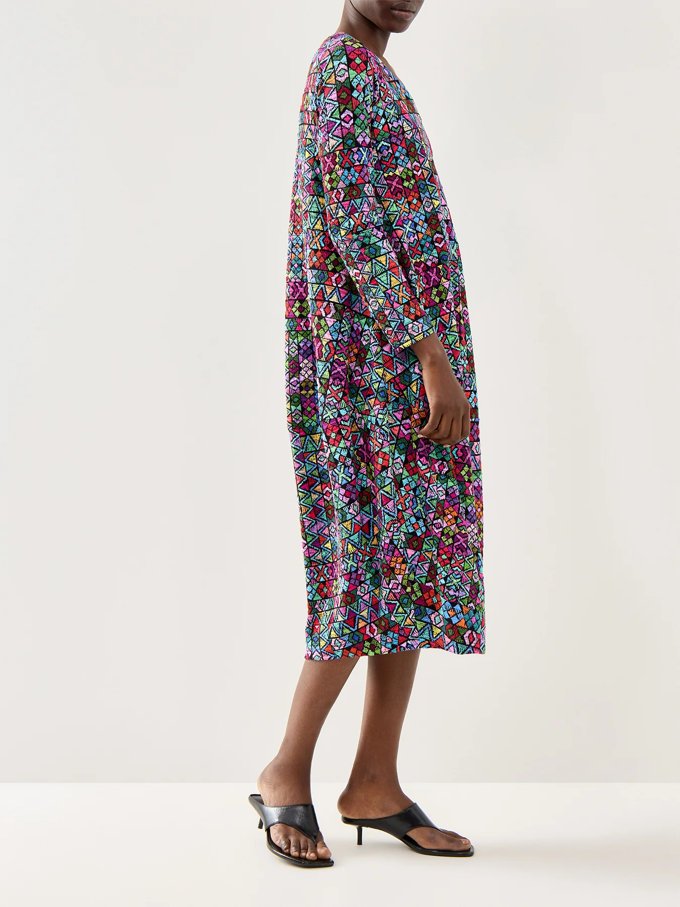 Peruvian Stitch Patchwork Dress Multi - Image 2