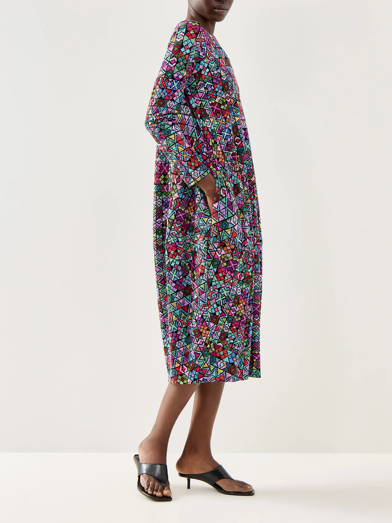 Peruvian Stitch Patchwork Dress Multi - Image 4