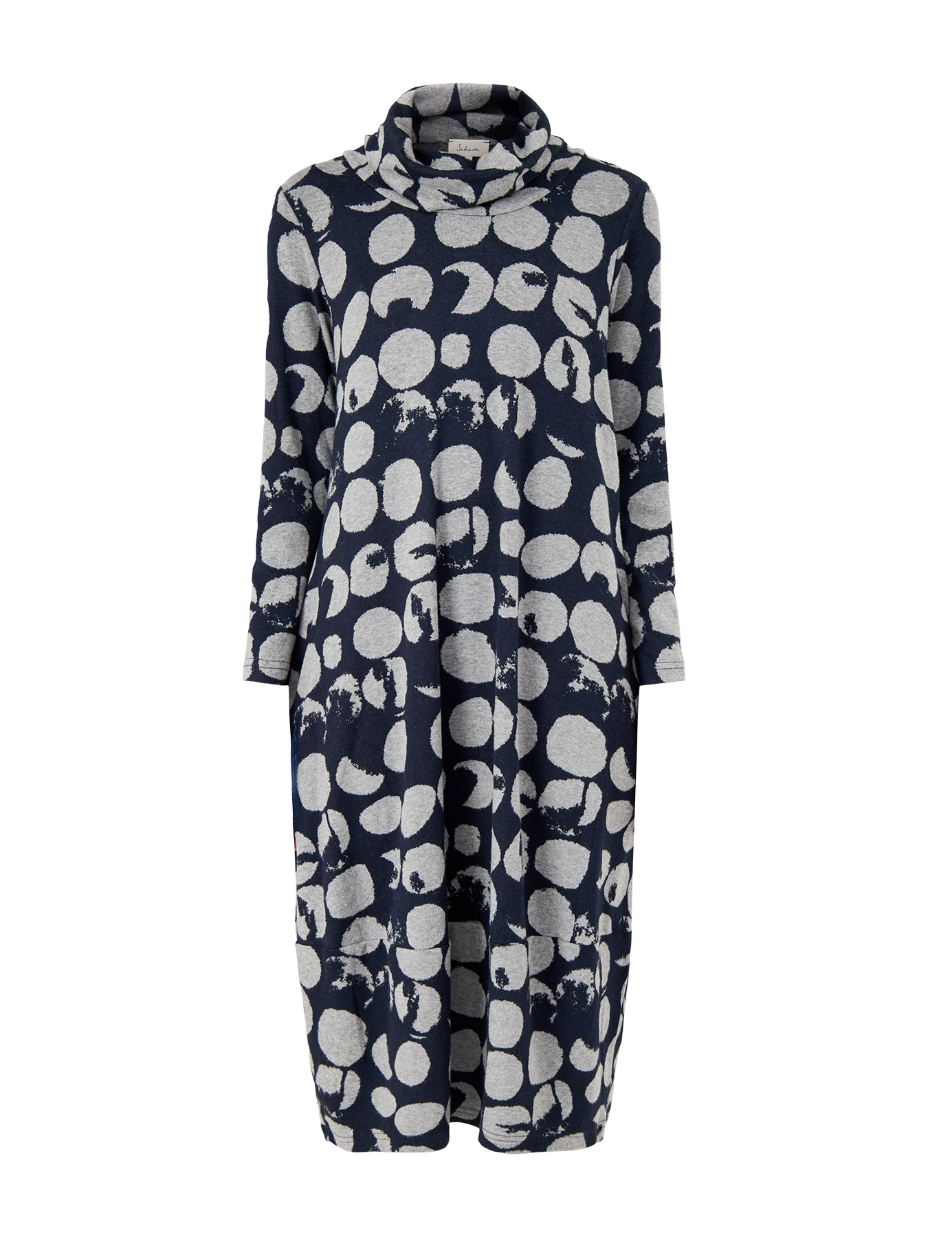 Textured Brushed Spot Jersey Dress Blue