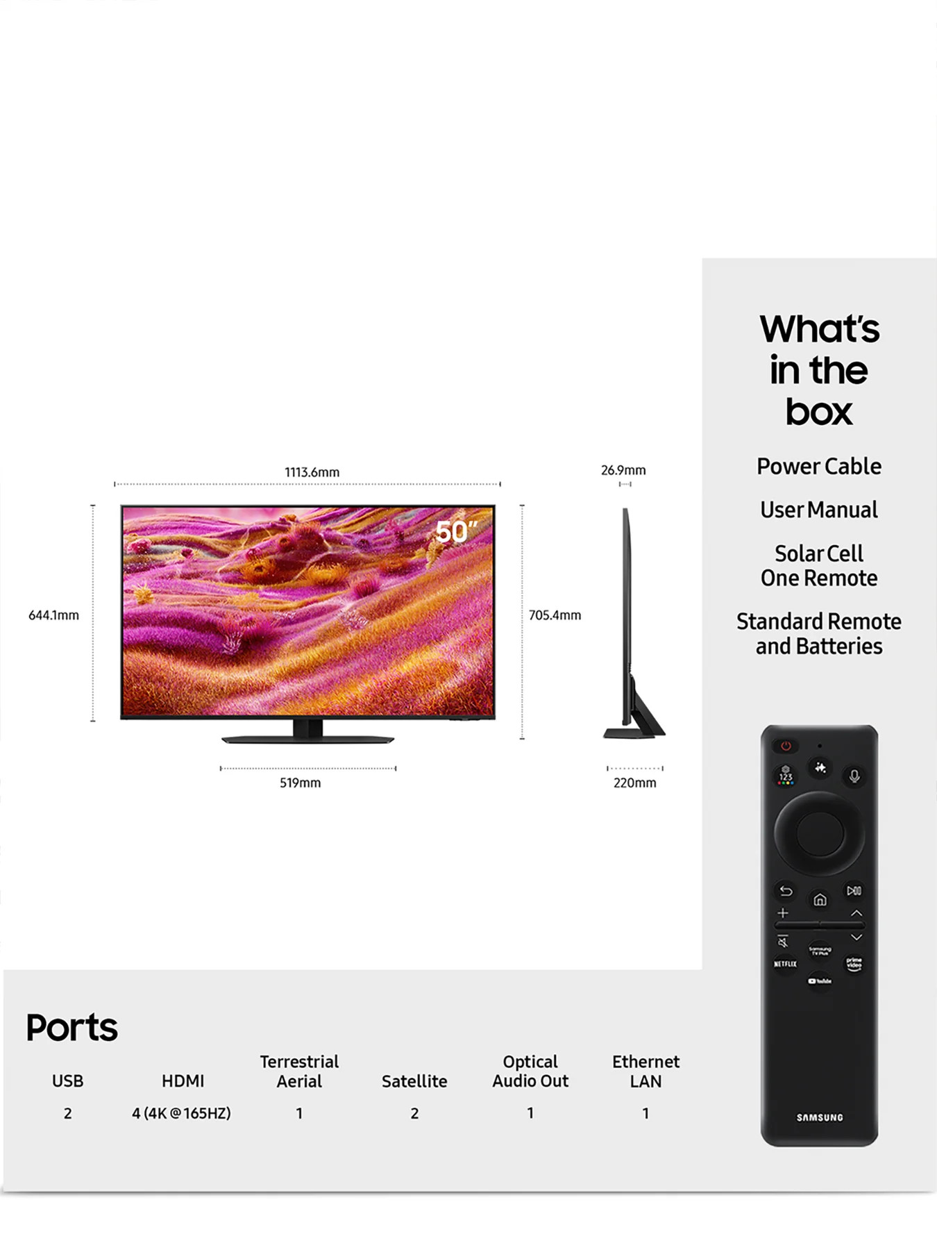 QE50QN93F 50 Inch QN93F Neo QLED Mini LED AI Smart TV Glare Free (2025) - Image 3