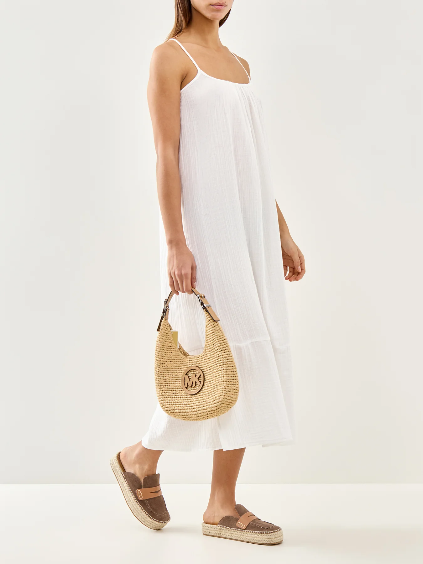 Sunset Tie Back Smock Dress White - Image 4