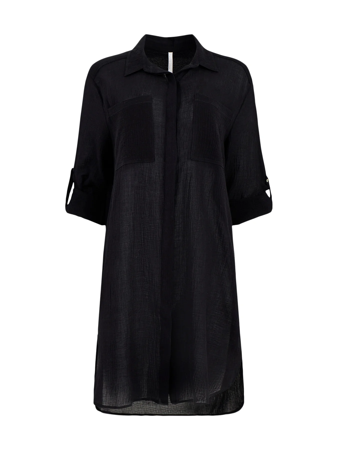 Crinkle Twill Beach Shirt Black