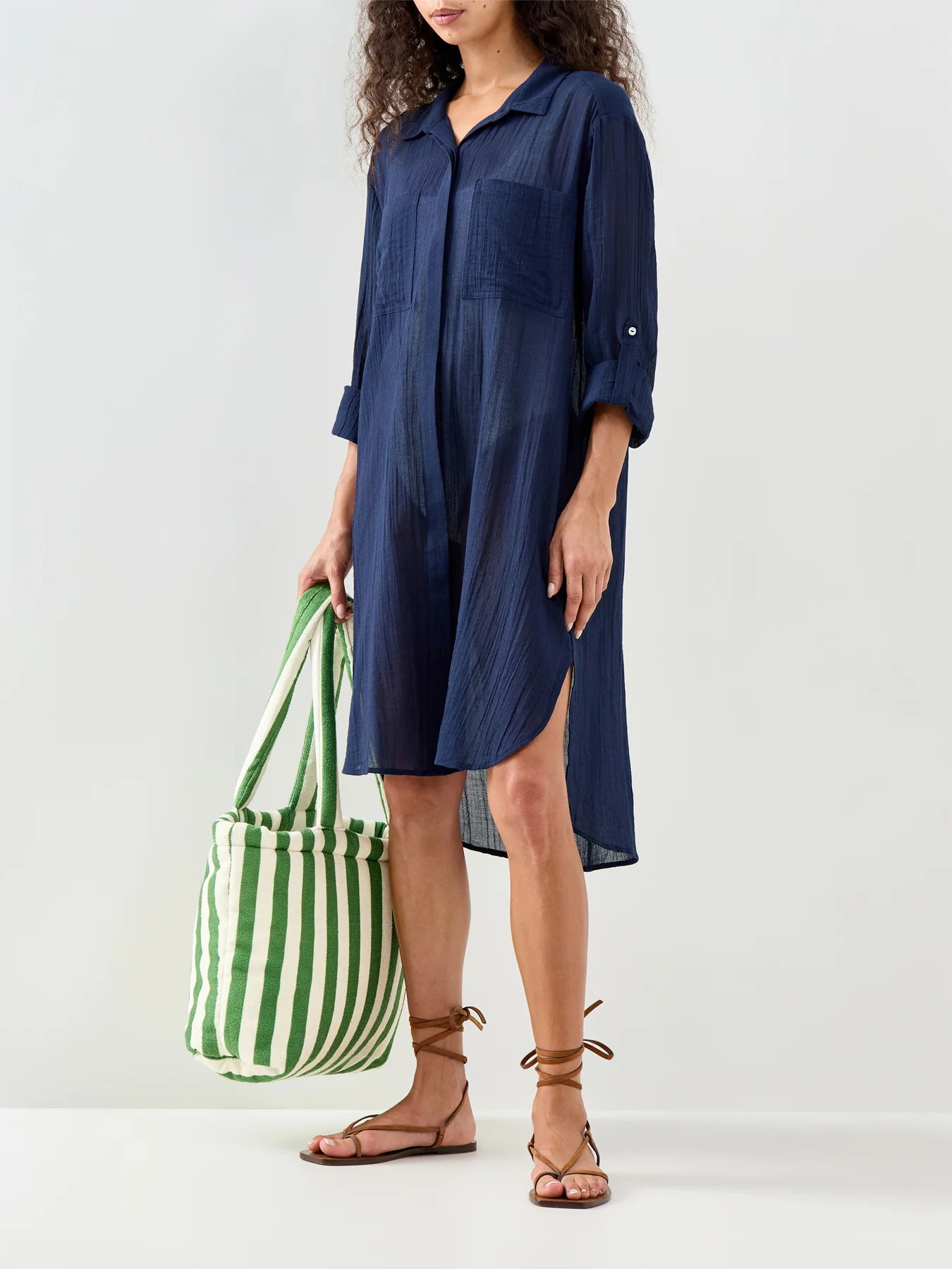 Crinkle Twill Beach Shirt Indigo - Image 2