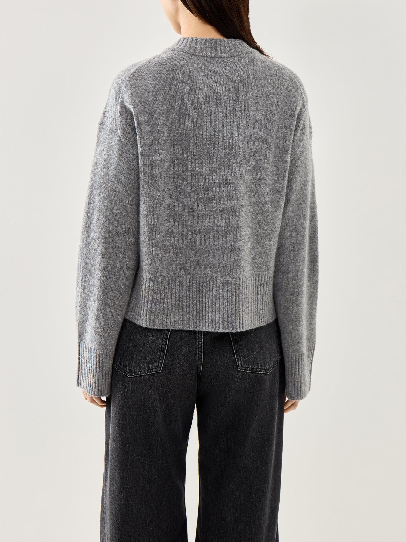Cille Ls Knit O-Neck Cardigan Medium Grey Melange - Image 5