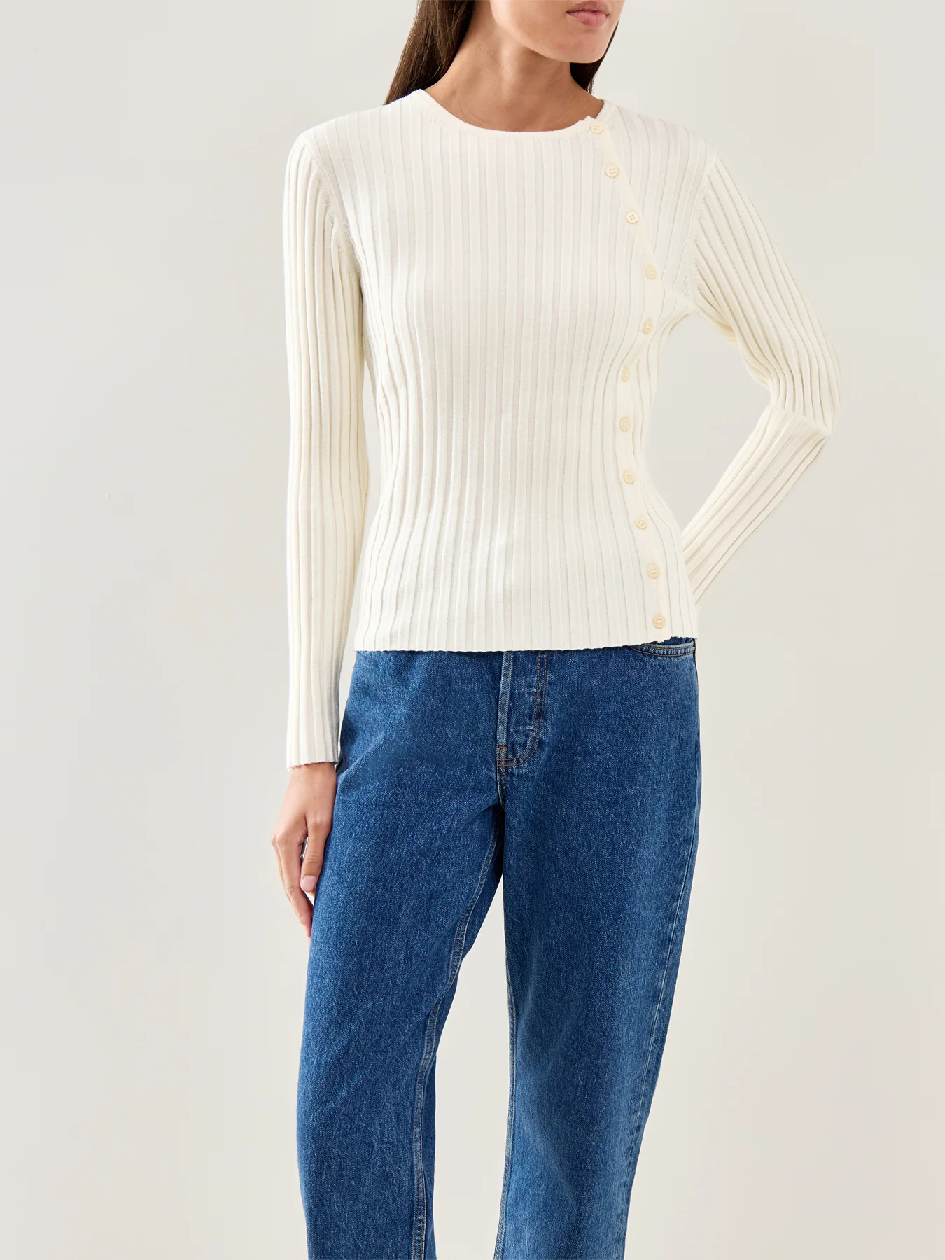Helen Knit Button Top Beige - Image 4