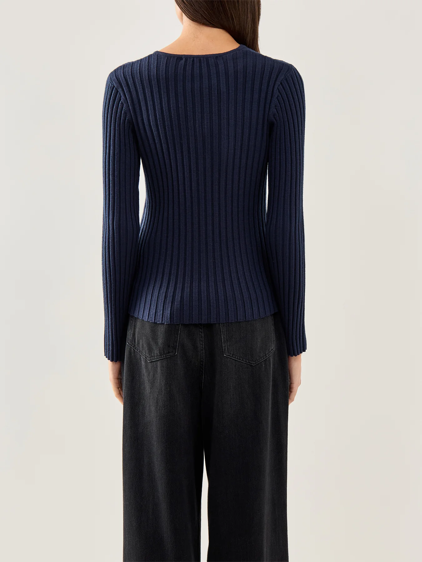 Helen Knit Button O Neck Top Dark Sapphire - Image 5