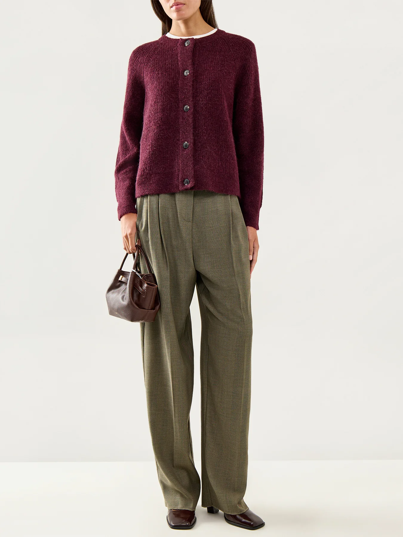 Lulu Knit Cardigan Fig Melange - Image 2