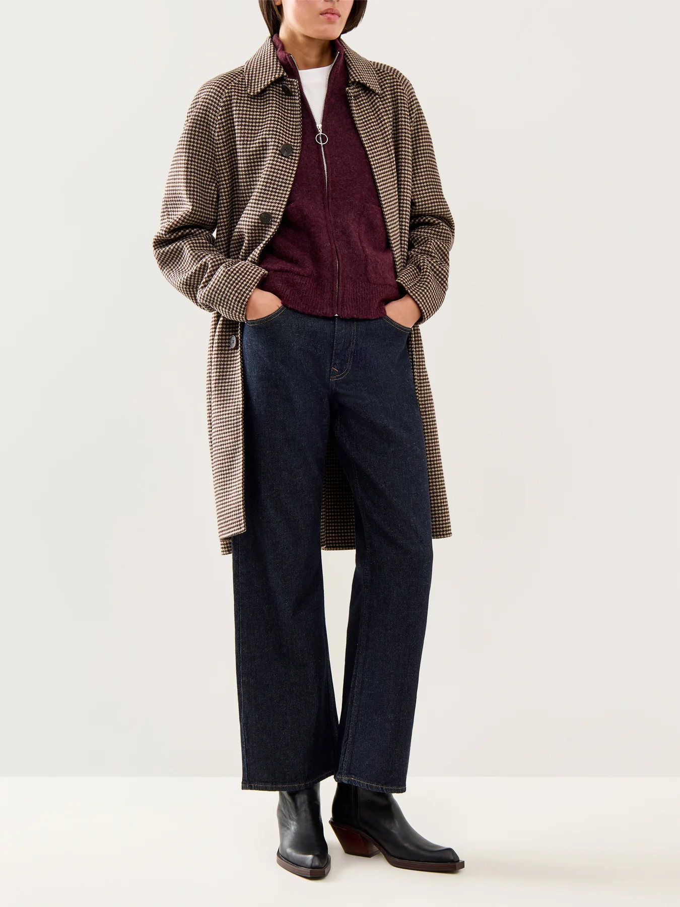 Sia Knit Zipper Cardigan Fig Melange - Image 2
