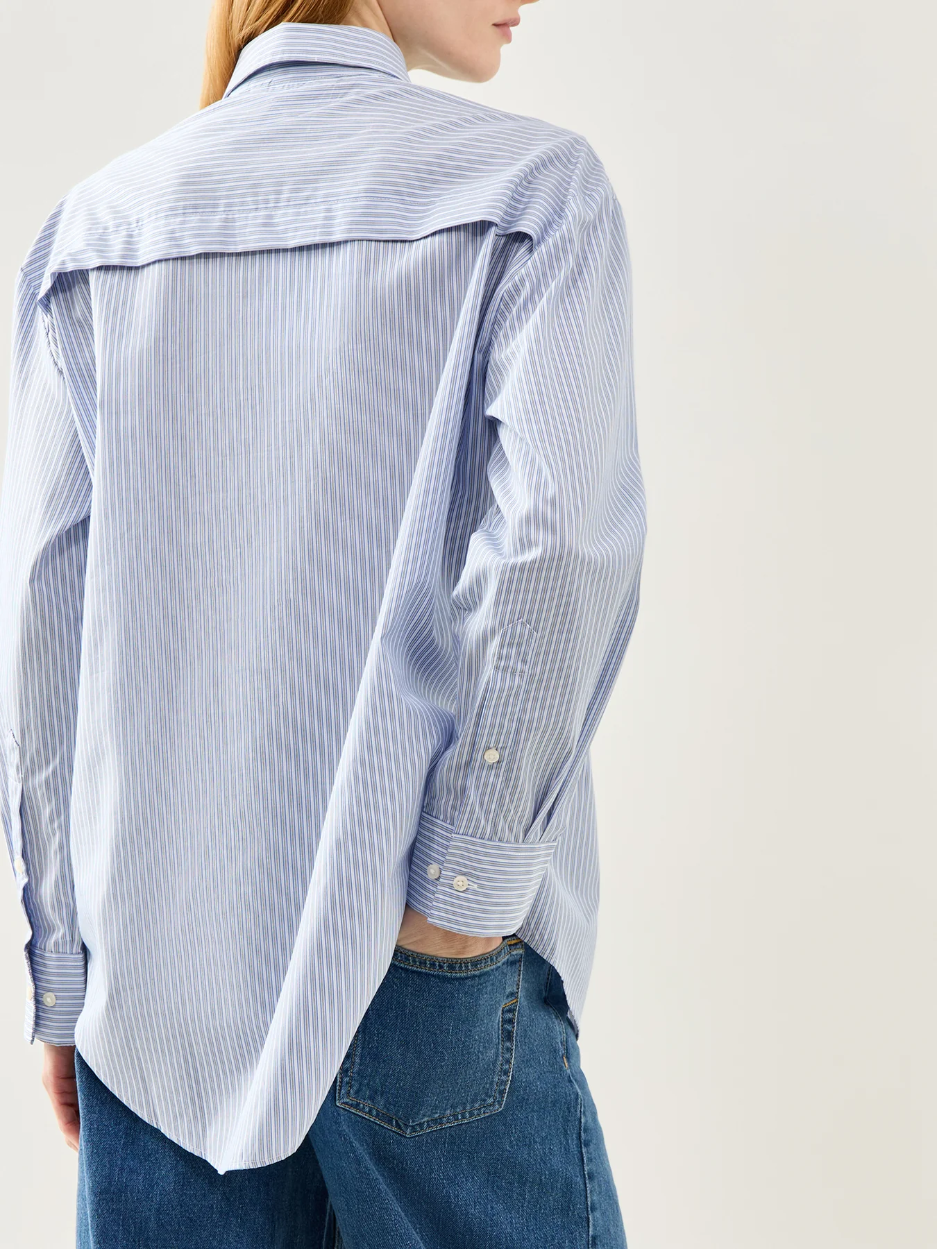 Allison Oversized Long Sleeve Stripe Shirt Blue Stripe - Image 3